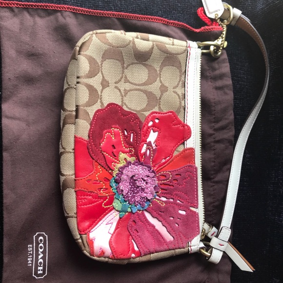 Coach Handbags - Coach Signature Poppy wristlet with dustbag